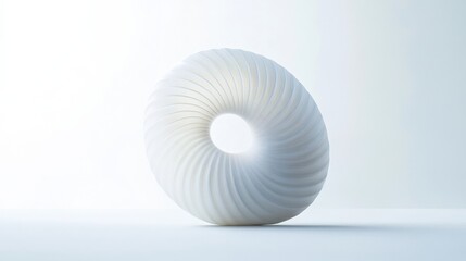 Obraz premium a white donut shaped object with a ribbed texture