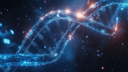 Fototapeta premium Glowing DNA double helix structure.