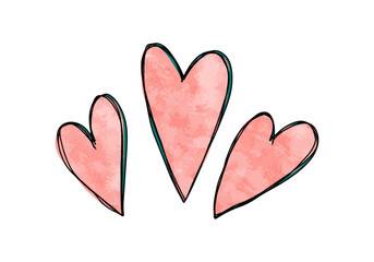Watercolor doodle of a heart. Vector illustration.