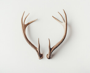Photograph of a pair of deer antlers on a white background, a realistic photo, high resolution,