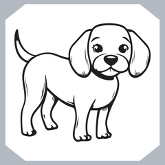 Black Sketch Outline Cute Dog Vector Collection on White Background
