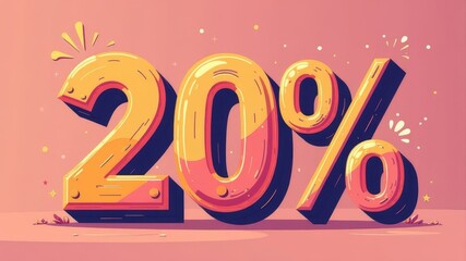 Illustration of 20 percent discount on a plain background.