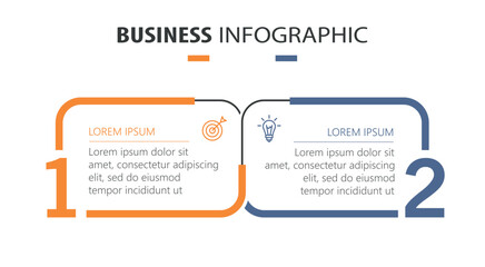 Vector infographic template with icons and 2 options or steps. Can be used for process diagram, presentations, workflow layout, flow chart, info graph	
