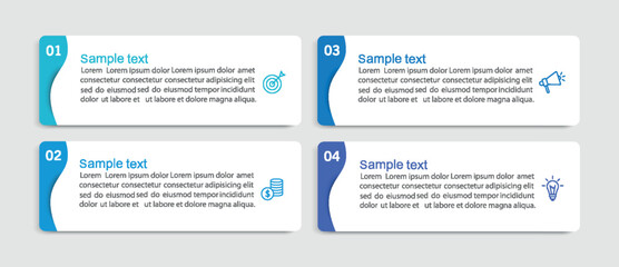 Business infographic design template with 4 options, steps or processes. Can be used for workflow layout, diagram, annual report, web design	
