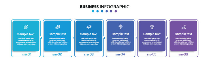 Obraz premium Business vector infographic design template with icons and 6 options or steps. Can be used for process diagram, presentations, workflow layout, banner, flow chart, info graph