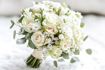 Elegant bouquet featuring delicate roses and greenery, perfect f