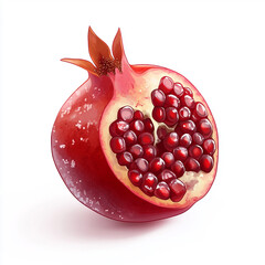 realistic Pomegranate, a realistic photo of a fresh pomegranate isolated on a white background