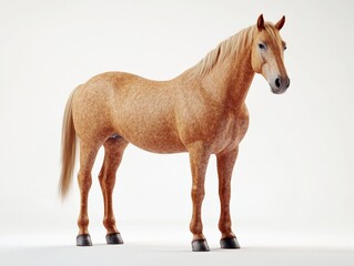 Fototapeta premium a tan horse stands against a white background