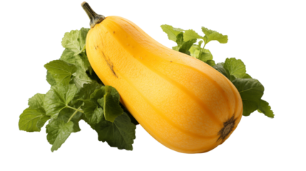 Vibrant orange butternut squash perfect for roasting, mashing, or adding to hearty meals and recipes, studio view, isolated on transparent background.