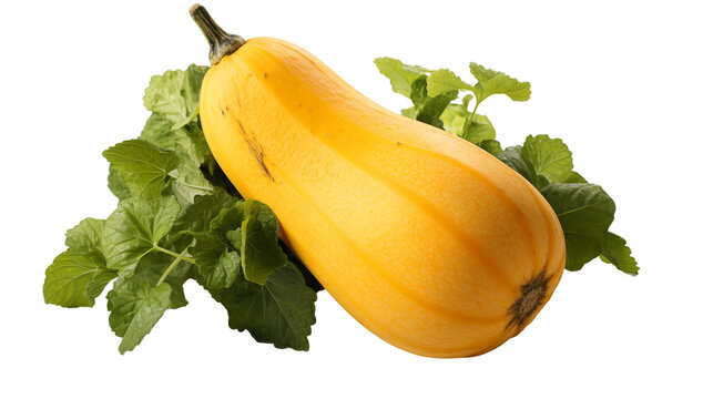 Vibrant orange butternut squash perfect for roasting, mashing, or adding to hearty meals and recipes, studio view, isolated on transparent background.