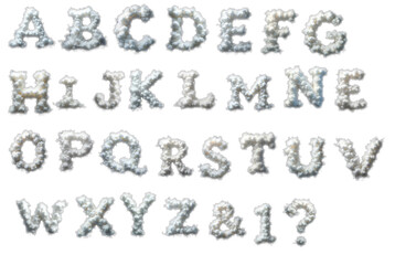 Naklejka premium hand drawn alphabet, alphabet, symbol, font, letter, text, abc, set, sign, design, cloud letters, artistic font, font