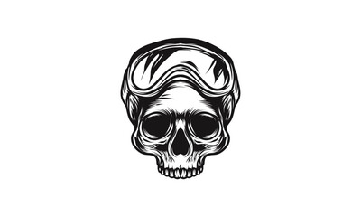 skull head logo with glasses on head