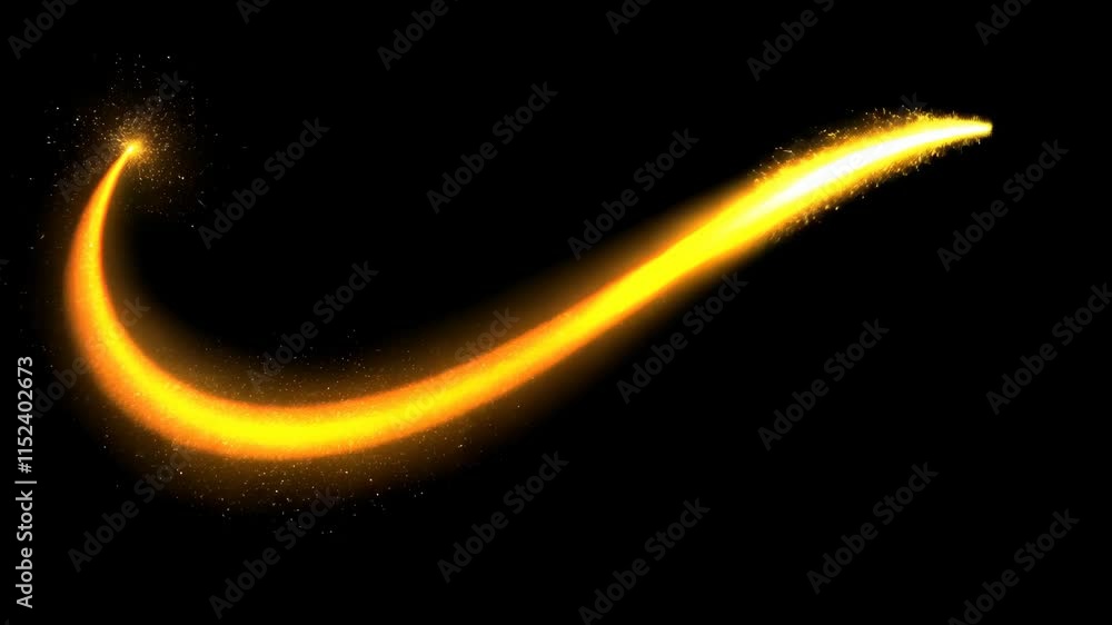 Poster Mesmerizing golden light trails swirl against a black backdrop. Sparkling particles evoke elegance and luxury. Dynamic abstract background video.