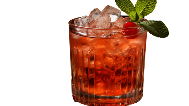 Classic Cape Codder cocktail featuring the tangy blend of vodka and cranberry, served chilled with a lime, studio view, isolated on transparent background.