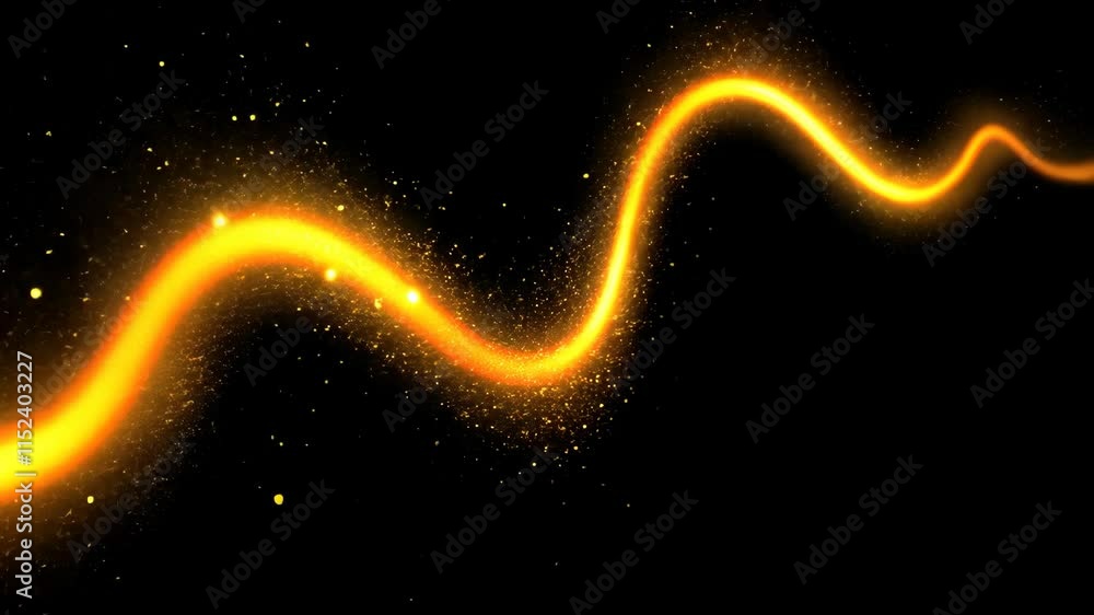 Fototapete mesmerizing golden light trails swirl against a black backdrop. sparkling particles evoke elegance a