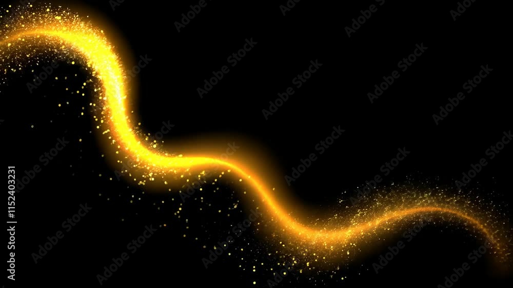 Aufkleber mesmerizing golden light trails swirl against a black backdrop. sparkling particles evoke elegance a