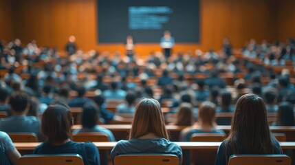 Naklejka premium Audience attending a presentation in a lecture hall