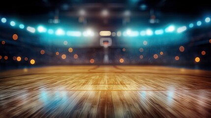 basketball court blurred background with glowing lights indoor sports arena ready for action energetic atmosphere vertical format -