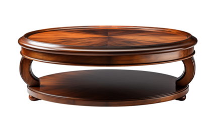 A timeless round table, crafted for living room essentials or as an end table for convenience, studio view, isolated on transparent background.
