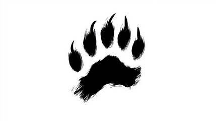 Black clawed paw print on white background bold and striking design
