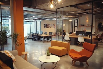 modern office interior with open floor plan