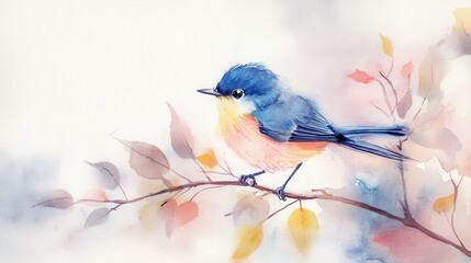 Fototapeta premium Watercolor illustration. Hand painted chikcadee.