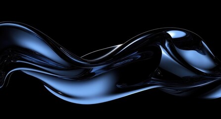 Black background, dark blue gradient, lines in the shape of S-shaped curves, abstract art style Generative AI