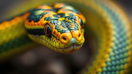 Fototapeta premium Close-Up Nature Photography of a Snake in Vibrant Colors and Natural Habitat