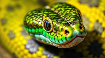 Fototapeta premium Close-Up Nature Photography of a Snake in Vibrant Colors and Natural Habitat