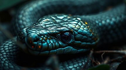 Fototapeta premium Close-Up Nature Photography of a Snake in Vibrant Colors and Natural Habitat