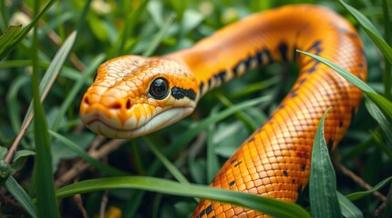 Fototapeta premium Close-Up Nature Photography of a Snake in Vibrant Colors and Natural Habitat