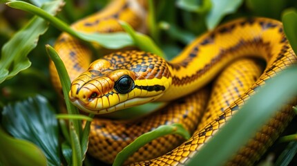 Fototapeta premium Close-Up Nature Photography of a Snake in Vibrant Colors and Natural Habitat