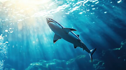 Majestic Shark Underwater: A Serene Ocean Encounter