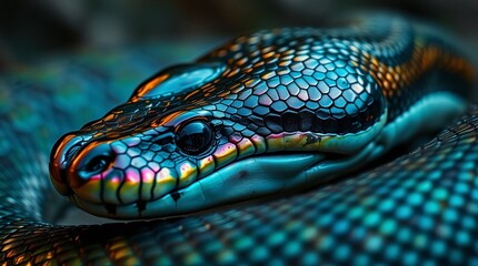 Fototapeta premium Close-Up Nature Photography of a Snake in Vibrant Colors and Natural Habitat
