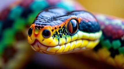 Fototapeta premium Close-Up Nature Photography of a Snake in Vibrant Colors and Natural Habitat