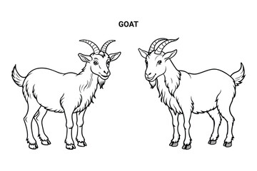 Editable Goat Isolated Outline Vector Illustration