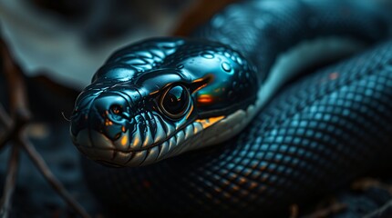 Fototapeta premium Close-Up Nature Photography of a Snake in Vibrant Colors and Natural Habitat
