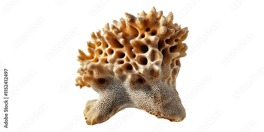 Poster coral reef fossil with textured surface isolated on transparent background