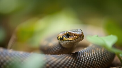 Fototapeta premium Close-Up Nature Photography of a Snake in Vibrant Colors and Natural Habitat