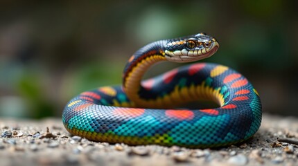 Fototapeta premium Close-Up Nature Photography of a Snake in Vibrant Colors and Natural Habitat