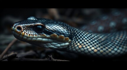 Obraz premium Close-Up Nature Photography of a Snake in Vibrant Colors and Natural Habitat