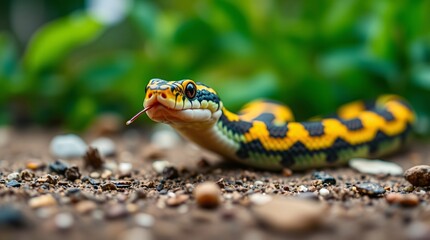 Obraz premium Close-Up Nature Photography of a Snake in Vibrant Colors and Natural Habitat