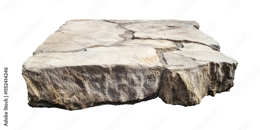 Poster large stone slab with rough texture isolated on transparent background