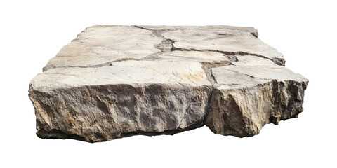 Large stone slab with rough texture isolated on transparent background