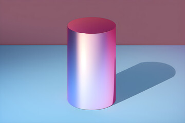 Upright Metallic Cylinder with Realistic Details and Cast Shadow