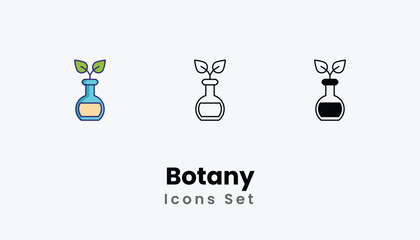 Botany Icons thin line and glyph vector icon stock illustration