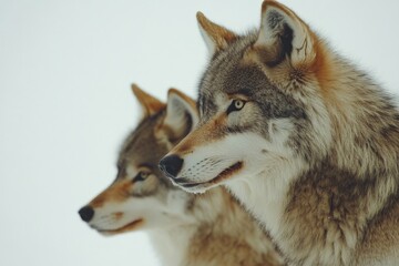 Fototapeta premium two wolves stand side by side