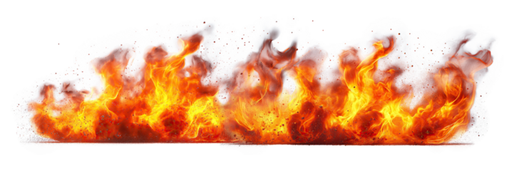 fire and flames on floor on transparent background