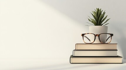Books on a table in a cozy living room setting with plants and glasses on top.