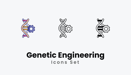 Genetic Engineering Icons thin line and glyph vector icon stock illustration